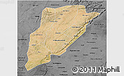 Satellite 3D Map of Bandiagara, darken, desaturated