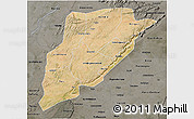 Satellite 3D Map of Bandiagara, darken, semi-desaturated