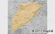 Satellite 3D Map of Bandiagara, desaturated