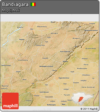 Satellite 3D Map of Bandiagara