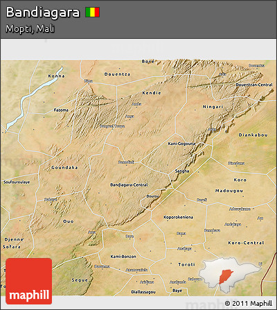 Satellite 3D Map of Bandiagara