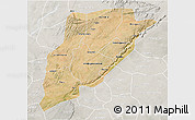 Satellite 3D Map of Bandiagara, lighten, semi-desaturated