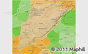 Satellite 3D Map of Bandiagara, political shades outside