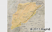 Satellite 3D Map of Bandiagara, semi-desaturated