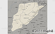 Shaded Relief 3D Map of Bandiagara, darken, semi-desaturated