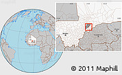 Gray Location Map of Dourou, highlighted country, highlighted parent region