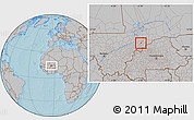 Gray Location Map of Dourou, hill shading