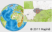 Physical Location Map of Dourou, highlighted country, highlighted grandparent region
