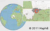 Savanna Style Location Map of Dourou, highlighted country, highlighted grandparent region