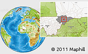 Physical Location Map of Kendie, highlighted country, highlighted grandparent region