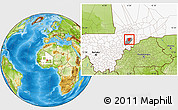 Physical Location Map of Kendie, highlighted country, highlighted parent region