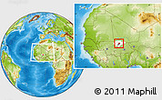 Physical Location Map of Kendie, highlighted parent region, highlighted grandparent region, within the entire country