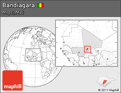 Blank Location Map of Bandiagara, highlighted country, within the entire country