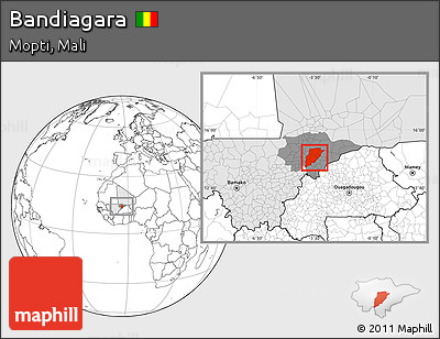 Blank Location Map of Bandiagara, highlighted country, highlighted parent region