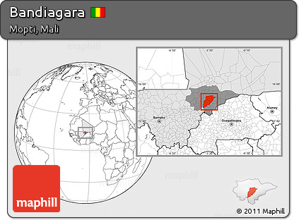 Blank Location Map of Bandiagara, highlighted country, highlighted parent region
