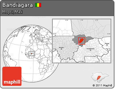 Blank Location Map of Bandiagara, highlighted country, highlighted parent region