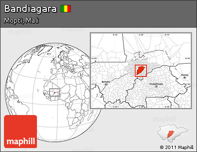 Blank Location Map of Bandiagara, highlighted parent region