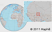 Gray Location Map of Bandiagara, within the entire country