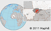 Gray Location Map of Bandiagara, highlighted country, highlighted parent region