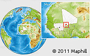 Physical Location Map of Bandiagara, highlighted country, within the entire country