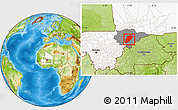 Physical Location Map of Bandiagara, highlighted country, highlighted parent region