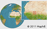 Satellite Location Map of Bandiagara, within the entire country