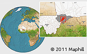 Satellite Location Map of Bandiagara, highlighted country, highlighted parent region