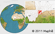 Satellite Location Map of Bandiagara, highlighted country
