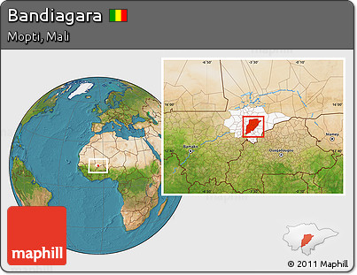 Satellite Location Map of Bandiagara, highlighted parent region