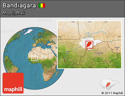 Satellite Location Map of Bandiagara, highlighted parent region