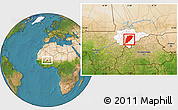 Satellite Location Map of Bandiagara, highlighted parent region