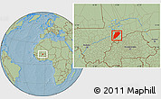 Savanna Style Location Map of Bandiagara, hill shading