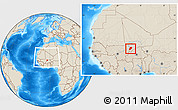 Shaded Relief Location Map of Bandiagara, within the entire country