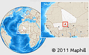 Shaded Relief Location Map of Bandiagara, highlighted country, within the entire country