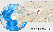 Shaded Relief Location Map of Bandiagara, highlighted parent region