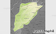 Physical Map of Bandiagara, darken, desaturated