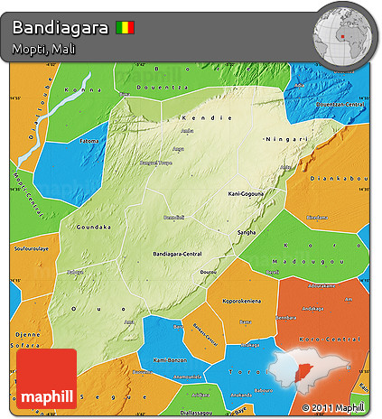 Physical Map of Bandiagara, political outside
