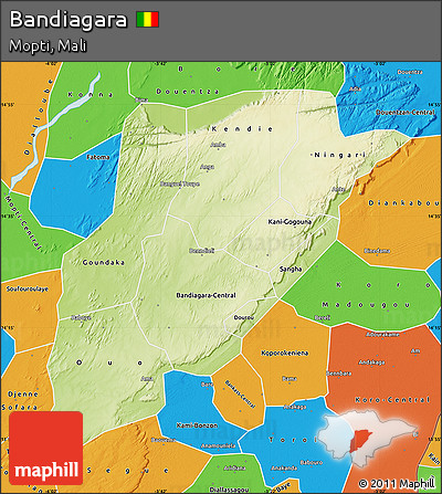 Physical Map of Bandiagara, political outside