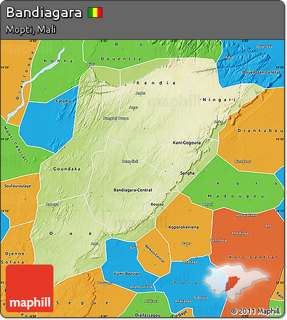 Physical Map of Bandiagara, political outside