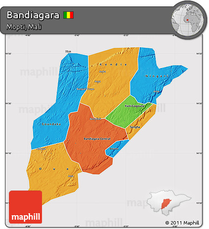 Political Map of Bandiagara, cropped outside