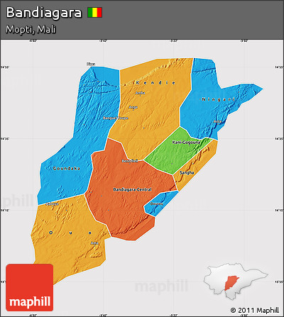 Political Map of Bandiagara, cropped outside