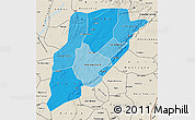 Political Shades Map of Bandiagara, shaded relief outside