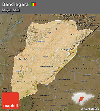 Satellite Map of Bandiagara, darken