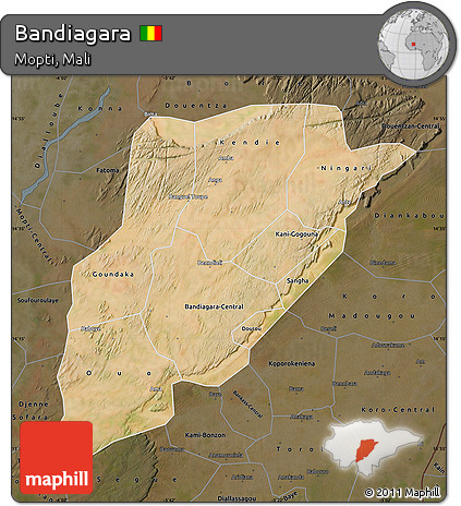 Satellite Map of Bandiagara, darken