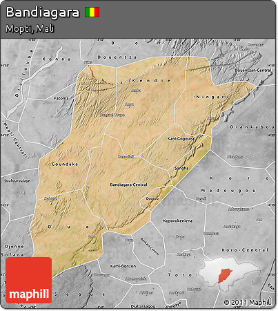 Satellite Map of Bandiagara, desaturated