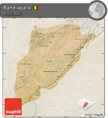 Satellite Map of Bandiagara, lighten