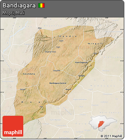 Satellite Map of Bandiagara, lighten