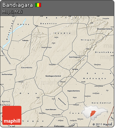 Shaded Relief Map of Bandiagara