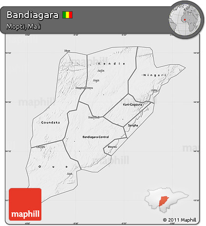 Silver Style Map of Bandiagara, single color outside