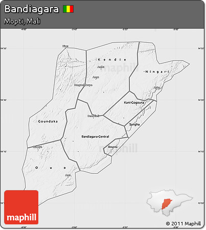 Silver Style Map of Bandiagara, single color outside